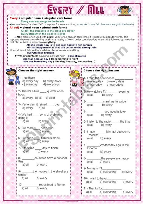 Every, all - ESL worksheet by Malvarosa