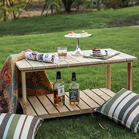 LOKATSE HOME Natural Outdoor Wood Coffee Table Storage Shelf, Adirondack SALE Coffee Tables Shop ...