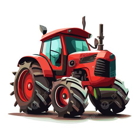 Traktor Merah Vektor, Stiker Clipart Kartun Traktor Merah Dengan Roda Besar, Stiker, Clipart PNG ...