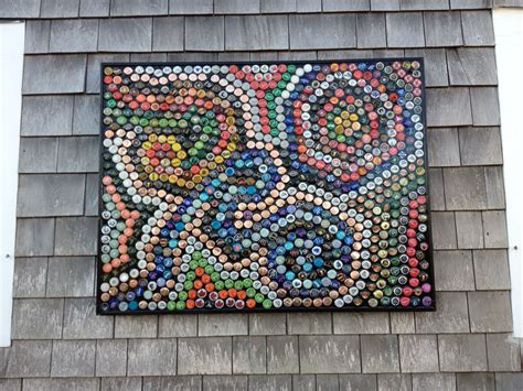 finally made my own bottle cap mosaic! | Bottle cap mosaic, Mosaic table top, Craft club