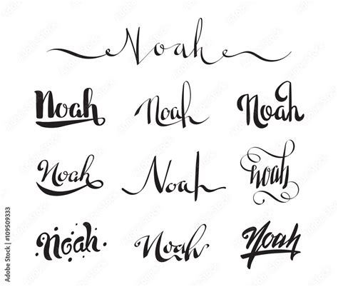 Personal name Noah. Vector handwritten calligraphy tattoo design set Stock Vector | Adobe Stock