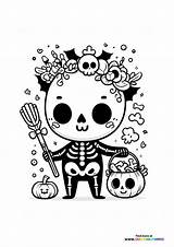 Halloween skeleton  Coloring Pages For Kids sketch template