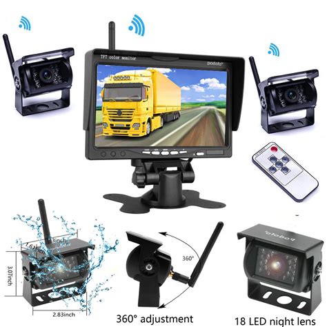 Camecho Wireless Vehicle Truck 2 Backup Cameras & Monitor Parking Assistance System, Ir Night ...