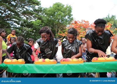 Children in Mango Eating Contest Editorial Stock Image - Image of contest, caribbean: 50658919