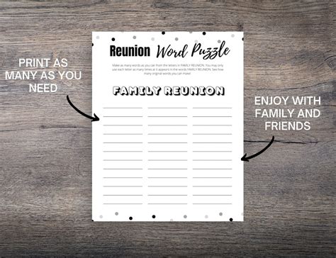 Family Reunion Word Puzzle Game Printable Family Reunion - Etsy