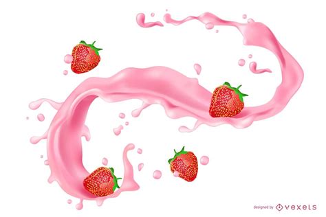 Strawberry Juice Splash Illustration Vector Download