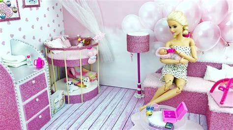 DIY Miniature Barbie Dollhouse ️ Nursery Room (Lamp, Baby bed, sofa, diapers ets) - YouTube ...