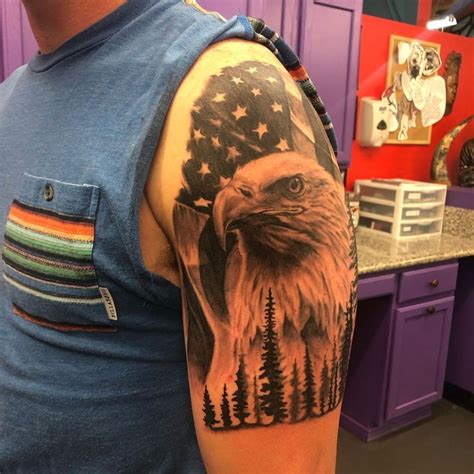 50 Awesome American Flag Tattoo Ideas! | Outsons Eagle Shoulder Tattoo, Mens Shoulder Tattoo ...