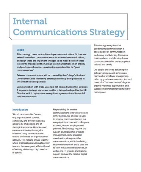 Internal Communication Strategy Template | PDF Template