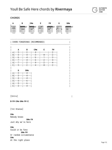 Youll Be Safe Here Chords (Ver 2) by Rivermayatabs at Ultimate Guitar Archive | PDF