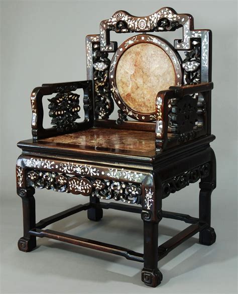 19thc Chinese Qing Dynasty Inlaid Hongmu Chair - Antiques Atlas