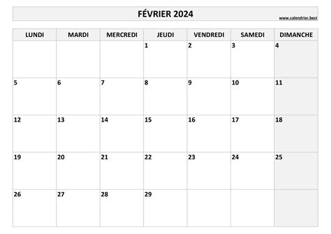 Calendrier Fevrier 2024 Pdf - Glori Kalindi