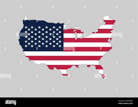 Flag of USA in the shape of the country. Vector graphic of American ...