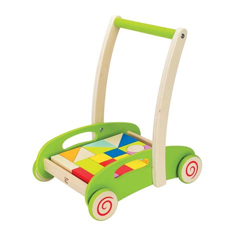 Hape Toys Block and Roll Toddler Push & Pull Toy Walker Cart with ...