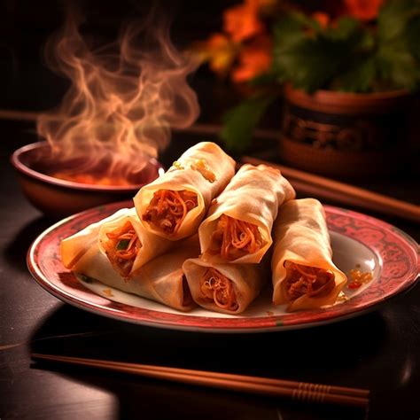 Premium AI Image | Fresh Delicious Chinese New Year spring rolls