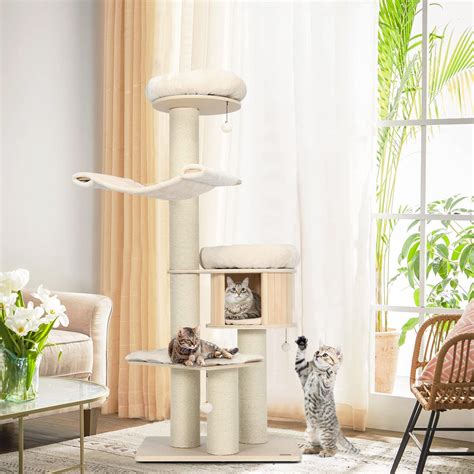 Buy Tangkula Modern Cat Tree, Multi-Level Large Cat Tower w/Cat Condo ...