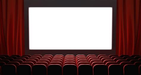 Premium Photo | Movie theater cinema hall with white screen red curtains and rows of seats ...