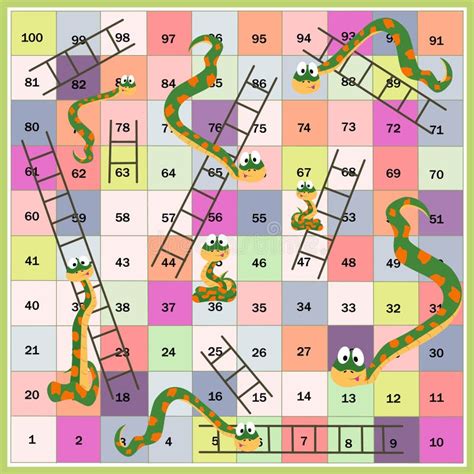 Snakes and Ladders Board Game Boardgame Cartoon Stock Vector ...