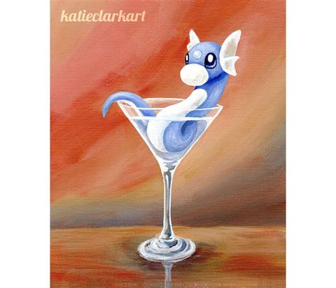 Dratini Martini Print Pokemon Fan Art Video Game Art