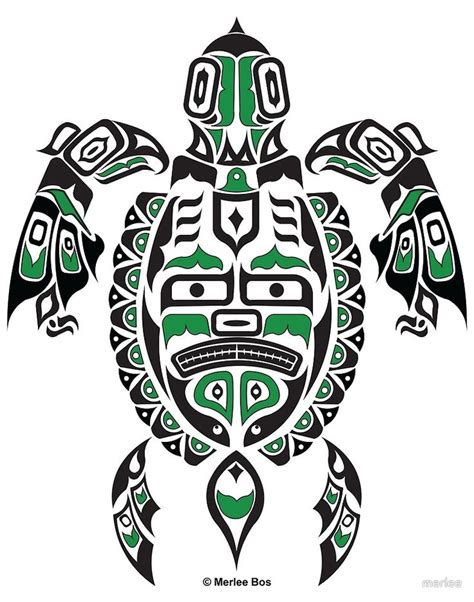 The Traveler - Original Haida, Tlingit Sea Turtle Art - Green by merlee ...