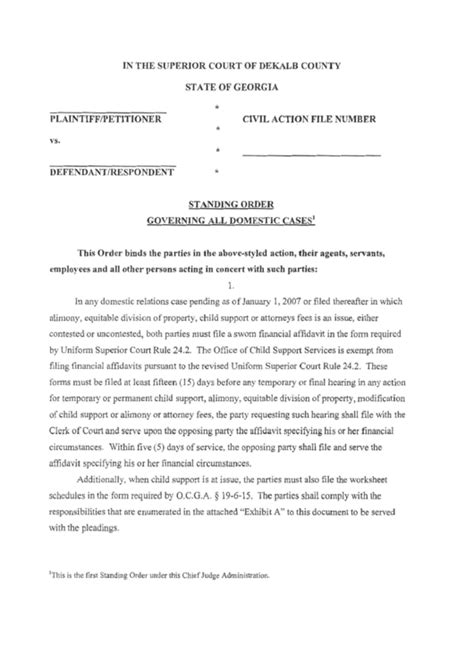 Standing Order Governing All Domestic Cases - Dekalb County Superior ...