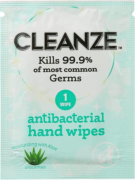 Cleanze Antibacterial Hand Sanitizing Wipes - 50 Individual Packets | Unscented Disinfecting ...