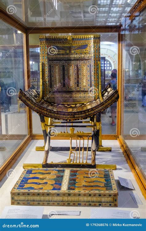 The Golden Throne Of Tutankhamun In The Egyptian Museum In Cairo, Egypt ...