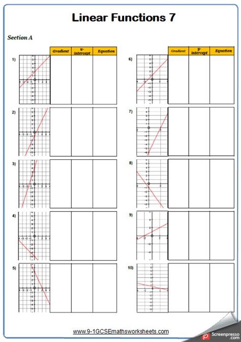 Straight Line Graphs Worksheet Practice Questions | Line graph worksheets, Studying math, Line ...