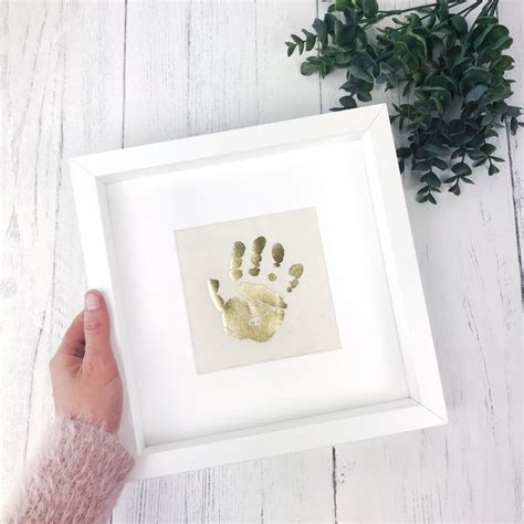 Gold Baby Handprint Keepsake Frame - New Baby Keepsake - First Hand ...