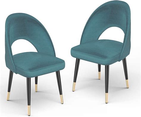 Mecor Modern Velvet Dining Chairs Set of 2, Velvet Upholstered Side Accent Chairs w/Metal Legs ...