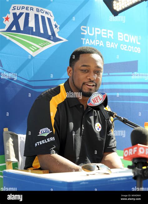 Pittsburgh Steelers head coach Mike Tomlin speaks with the media during Media Day for Super Bowl ...