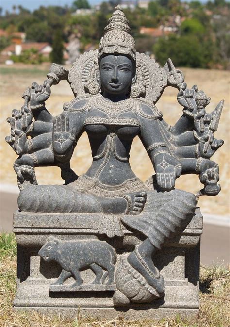 View the SOLD Stone 10 Arm Shakti Statue Shiva Hindu, Hindu Art, Durga Maa, Lotus Sculpture ...