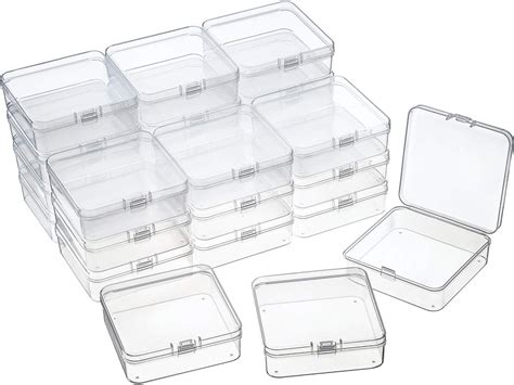 24 Packs Small Clear Plastic Beads Storage Containers Box with Hinged ...