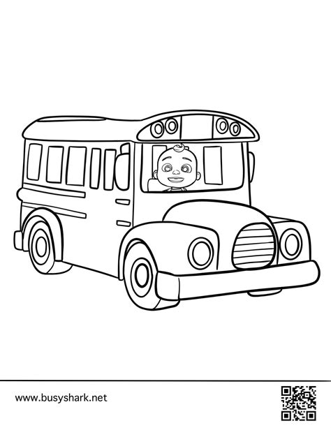 Cocomelon school bus coloring page - Busy Shark