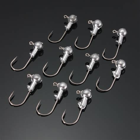 10pcs Jig Head Fishing Hooks Lead Round Head Jigs Hooks Fishing Tackle ...