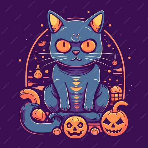 Premium Vector | Cute halloween cat illustration