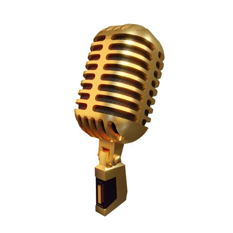 Gold Microphone Broadcast or Karaoke 3D Render Element 9335954 PNG