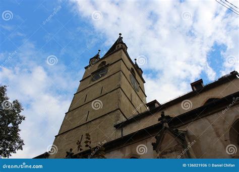 Old clock tower in town stock photo. Image of white - 136021936