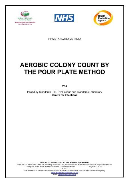 AEROBIC COLONY COUNT BY THE POUR PLATE METHOD