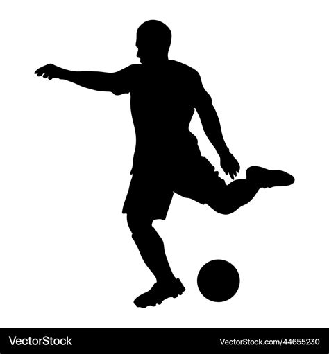 Free kick ball soccer player silhouette Royalty Free Vector