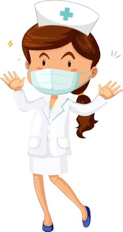 Female nurse in uniform wearing mask cartoon character 2173912 Vector ...