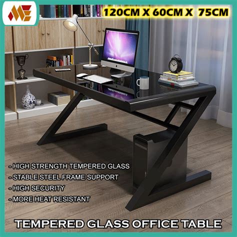 Computer Desk Tempered Glass Office Table Home Office Glass Table ...