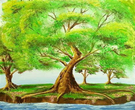 Oak Tree Painting Summer Tree Art Nature Artwork Spring | Etsy | Tree ...