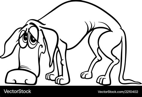 Sad homeless dog coloring page Royalty Free Vector Image