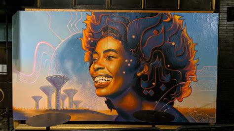 A mural painted over boarded up windows in Portland, Oregon. : pics