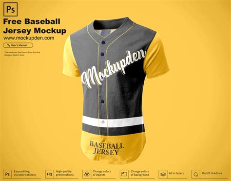 Free Baseball Jersey Mockup PSD Template - Mockup Den