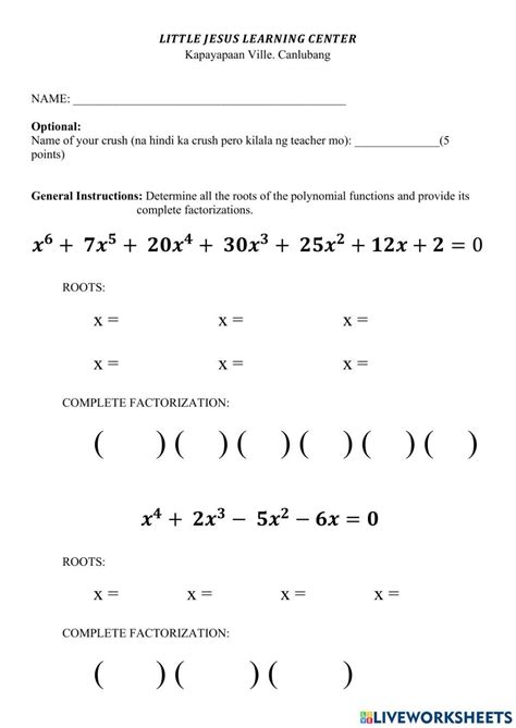 ANSWERED] Name Period For questions 1 and 2 use Rational Root ... - Worksheets Library