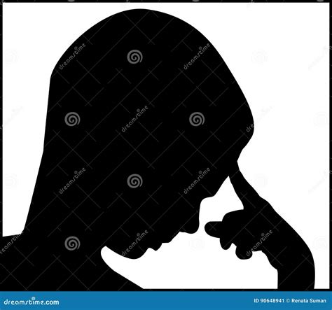 Boy thinking silhouette stock vector. Illustration of fist - 90648941