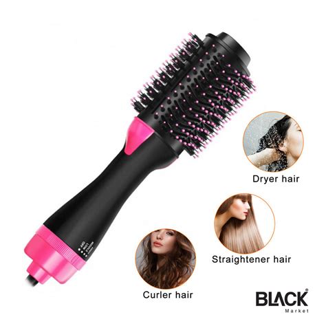 2 in 1 Hot Air Brush, Professional Hair Dryer & Styler Straightener - BLACK Market