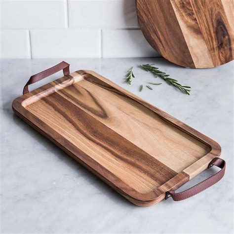 James F Rustique Large Acacia Wood Serving Tray (Natural) | Kitchen Stuff Plus